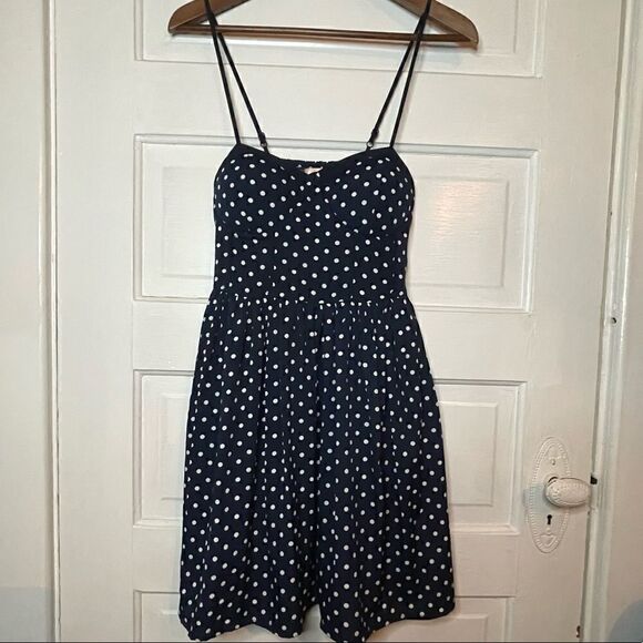 Band of Gypsies Navy & White Polka Dot Dress w/ Adjustable Straps - Picture 1 of 10